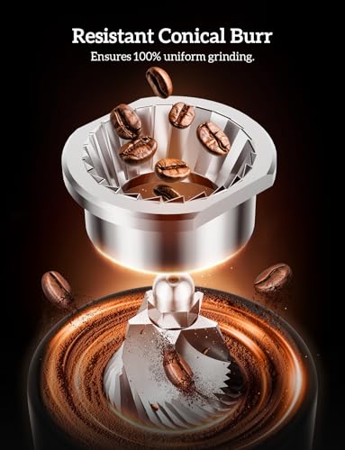 Neretva Espresso Grinder, 2 in 1 Professional Coffee Bean Grinder Stainless Steel Suit 51~58mm Portafilter Burr Coffee Grinder 30 Precise Setting&Anti-Static for Espresso/French Press/Drip/Moka-Silver - Image 2