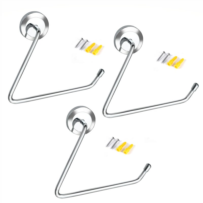 Growfynd Stainless Steel 304 Grade Chrome Finished Round Napkin Ring/Towel Ring/Napkin Holder/Towel Hanger/Towel Holder for Bathroom/Kitchen/Wash Basin (Pack of 3, Half Triangle) - Image 1