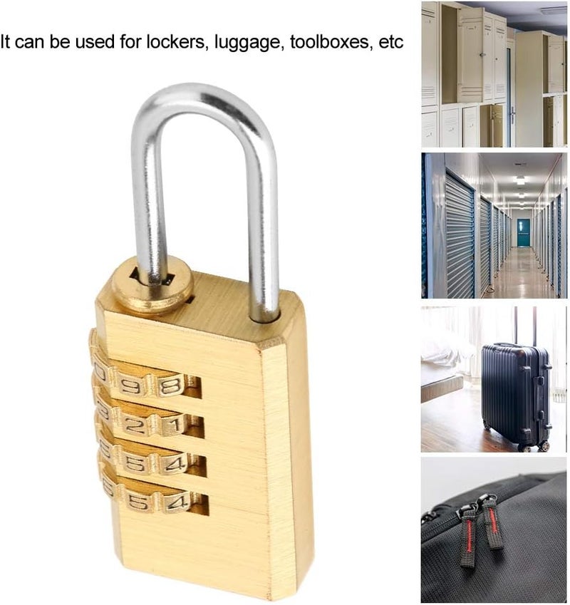 كلاراكو قفل مركب، قفل نحاسي صلب برمز أمان مكون من 4 أرقام، مناسب لخزانة الصالة الرياضية، وخزانة المشبك، وحقيبة السفر، والأمتعة، وحقيبة الظهر - Image 4