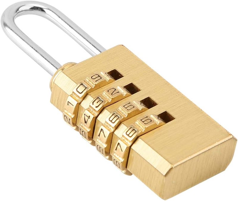 كلاراكو قفل مركب، قفل نحاسي صلب برمز أمان مكون من 4 أرقام، مناسب لخزانة الصالة الرياضية، وخزانة المشبك، وحقيبة السفر، والأمتعة، وحقيبة الظهر - Image 1