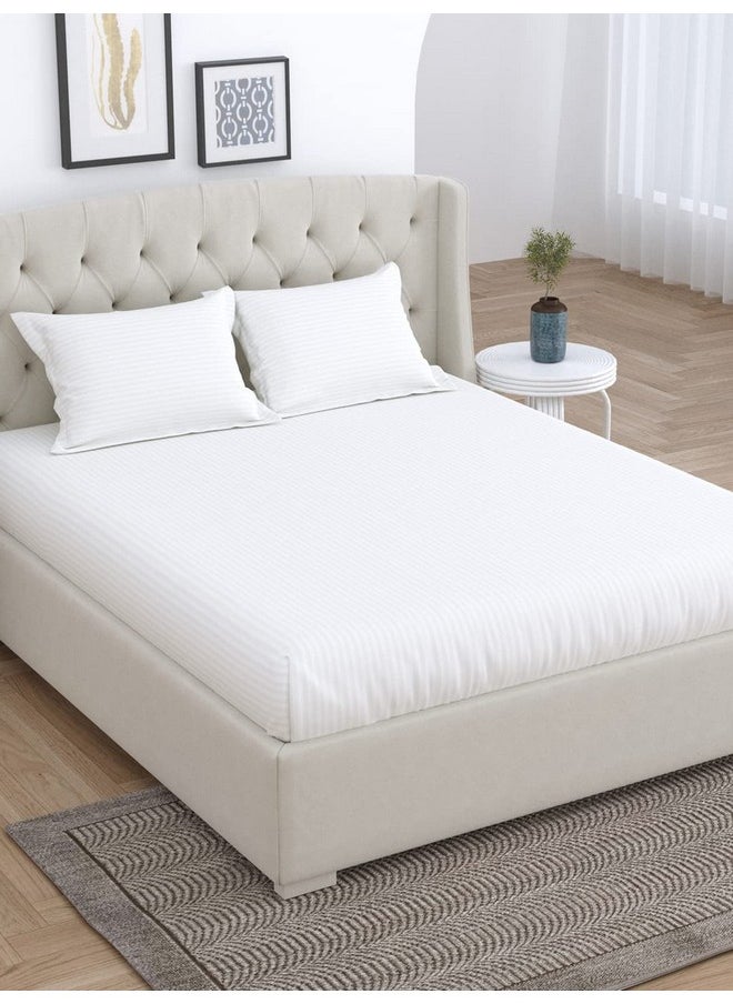 LINENWALAS LINENWALAS 100% Certified Cotton Bedsheet with Pillowcase 210 TC Single Bedsheet, Fade-Resistant Soft & Hypoallergenic Hotel Quality Flat Bedsheet (60x90 Inches/White)  - Image 2