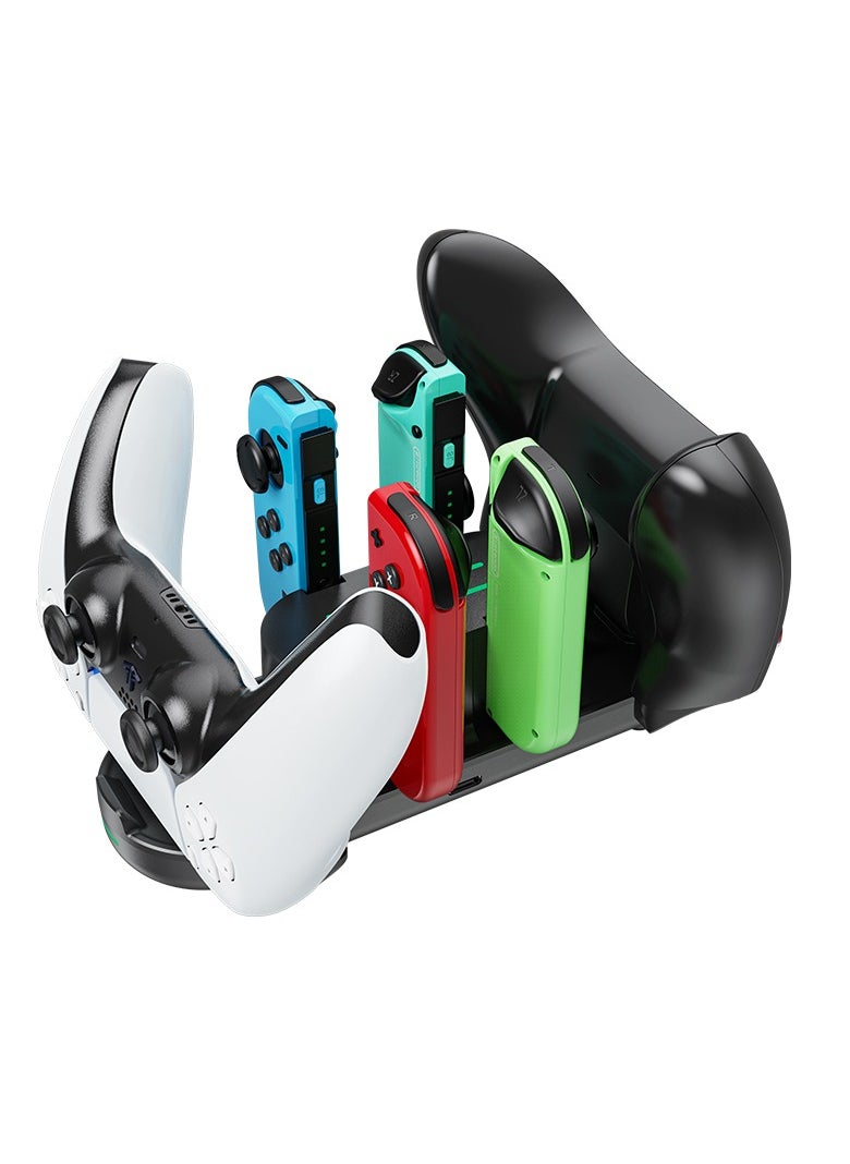 AOLION Charging Dock Stand for Nintendo Switch Joy-Con, 6 in 1 Type-C USB 2.0 Switch Charging Dock Stand for Joy-Con Controllers, Portable LED Display Charger Docking for Switch, Support Play While Charging  - Image 3