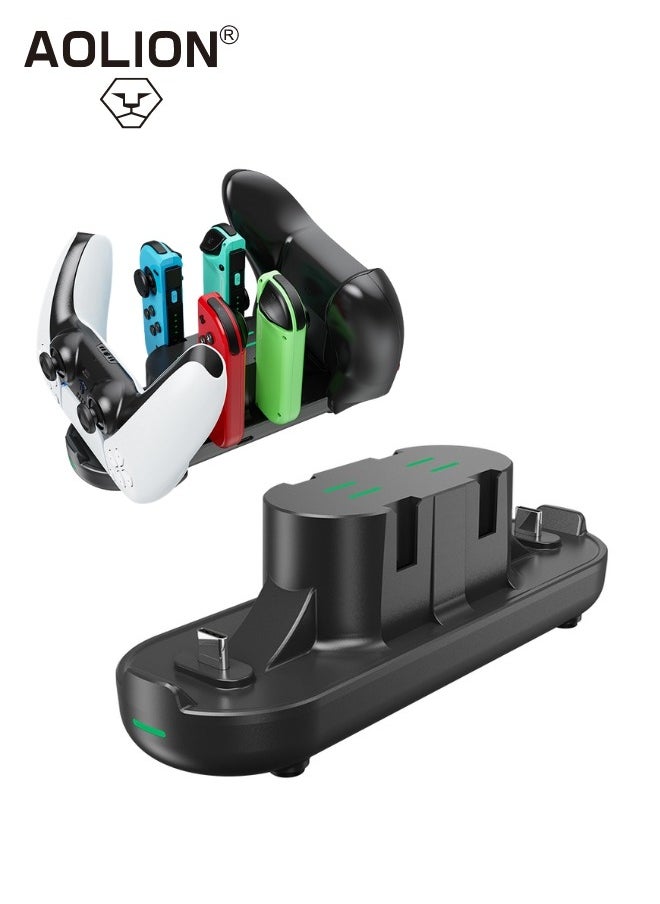 AOLION Charging Dock Stand for Nintendo Switch Joy-Con, 6 in 1 Type-C USB 2.0 Switch Charging Dock Stand for Joy-Con Controllers, Portable LED Display Charger Docking for Switch, Support Play While Charging  - Image 1