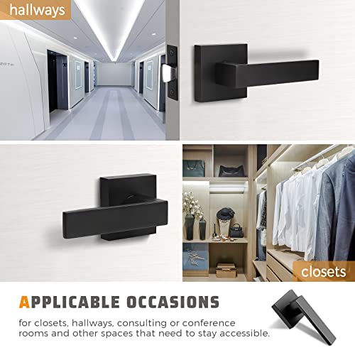 KNOBWELL 10 Pack Black Door Handles Interior Door Lever Black Handle No-Locking Passage Door Knobs for Closet/Hallway(No Lock, No Key) - Image 3