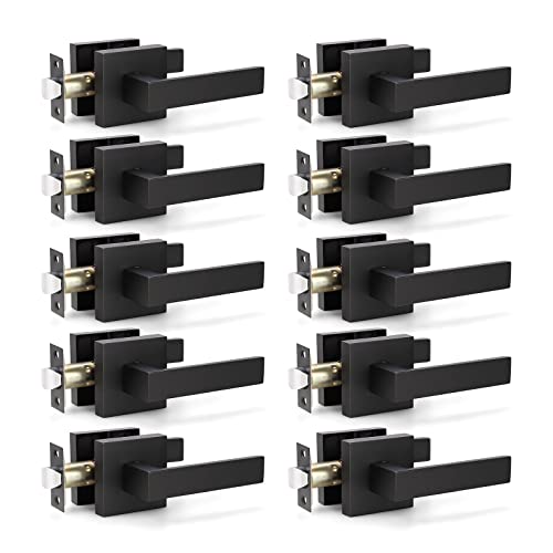 KNOBWELL 10 Pack Black Door Handles Interior Door Lever Black Handle No-Locking Passage Door Knobs for Closet/Hallway(No Lock, No Key) - Image 1