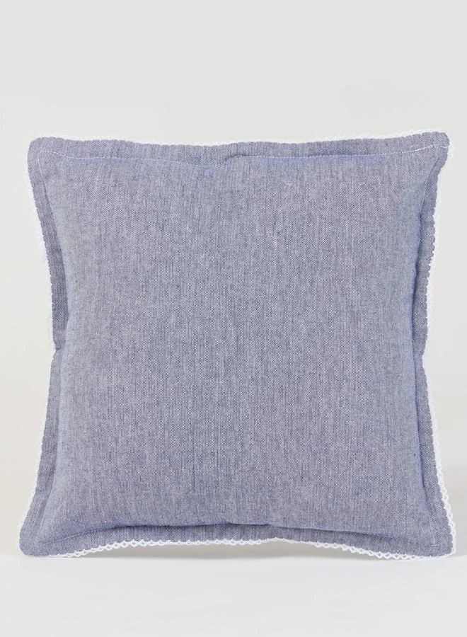 Styli 1-Piece Cotton Cushion Cover With Pom-Pom Trim 45X45Cm
