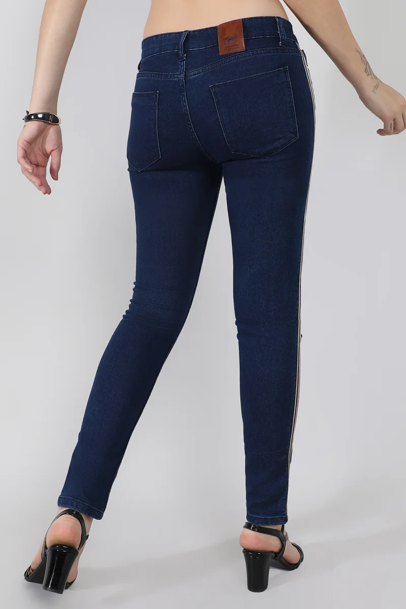 Pinacolada  Women's Side-Striped Skinny Fit Denim Jeans for Women | Best Price UAE
