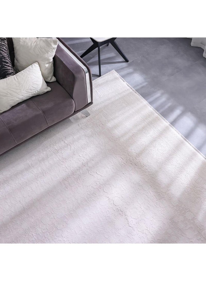 DANUBE HOME Luxura Artsilk Modernclassic Rug  Acrylic Area Rug Floor Covering L180xW120cm-White - Image 1