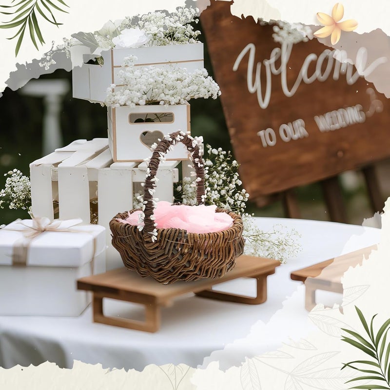 LemonRoad Christmas Flower Girl Basket Vintage Berry Vine Wrapping Small Wicker Basket with Handle for Wedding Flowers Floral Decoration Candy Garden Home Storage(1 Pcs) - Image 4