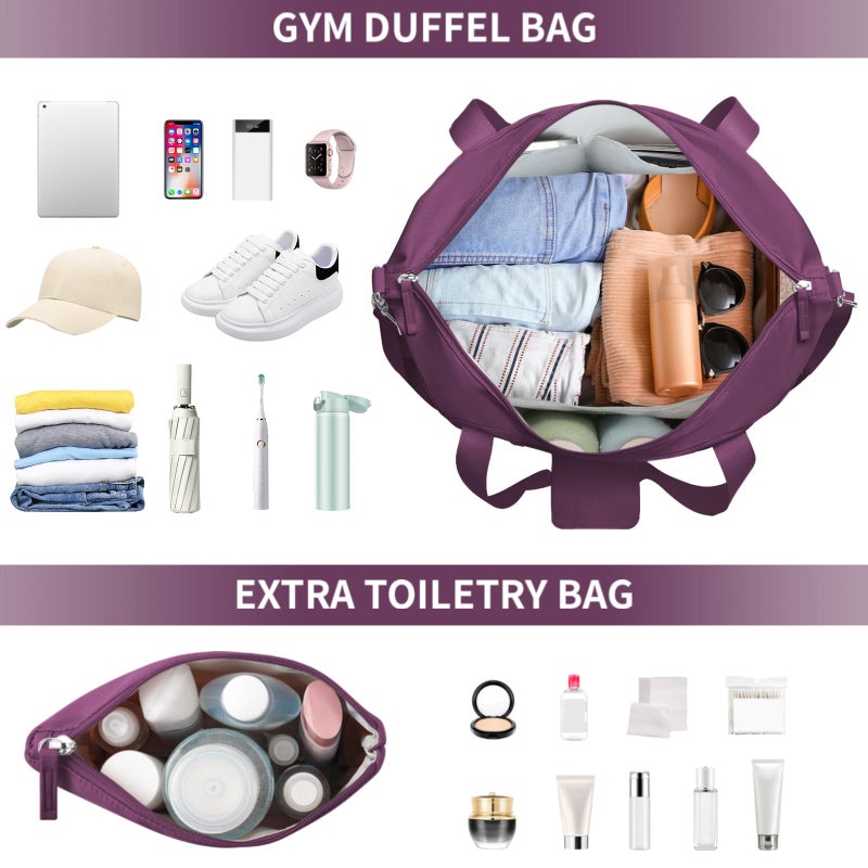 ETRONIK Gym Bag for Women, Personal Item Travel Bag with Shoes Compartment, Weekender Overnight Duffel Bag with Wet Pocket & USB Charging Port, Carry On Bag for Women, Travel, Gym, Weekend - Image 3