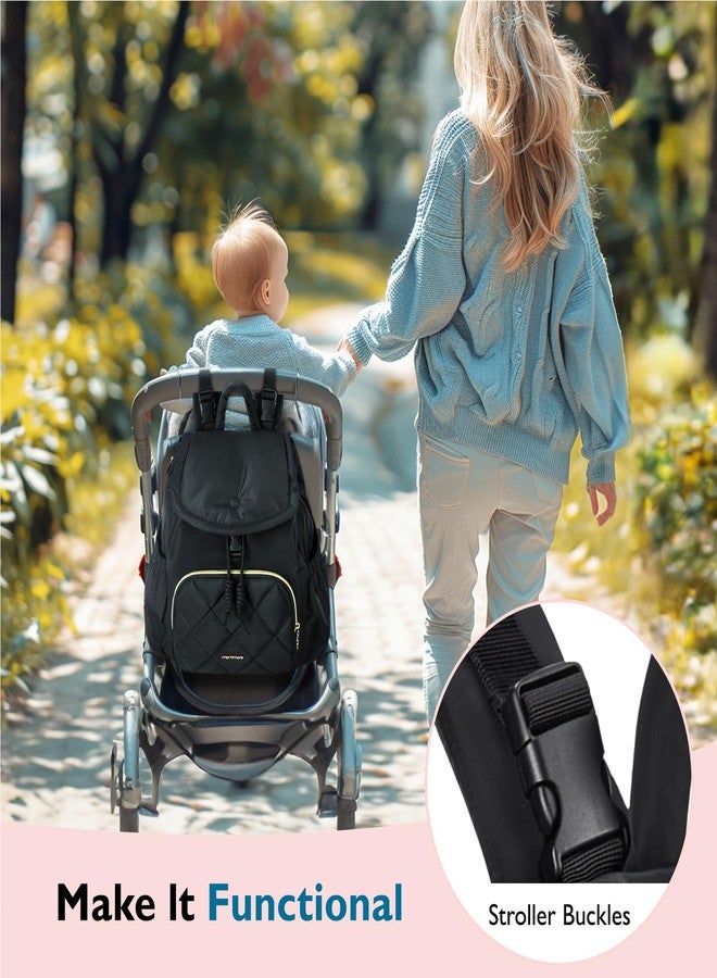 mommore Diaper Bag Backpack, Small Diaper Backpack for Travel, Drawstring Puffer Diaper Bag, Lightweight Quilted Baby Bag with Stroller Straps, Changing Pad - Image 2