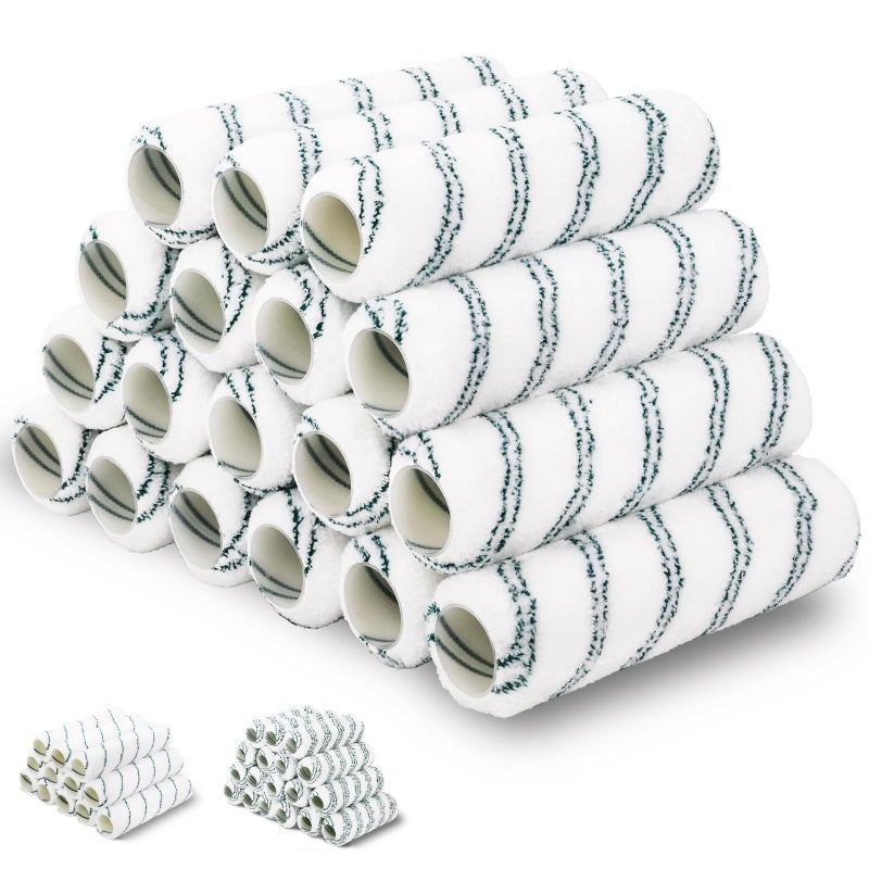 PinStone 18 Pack 9" x 1/2" Nap Microfiber Paint Roller Covers, Lint-Free Microfiber Covers Refills, Naps for 9 Inch Roller Frame, Ideal for All Paints and Stains, House Painting Supplies - Image 1