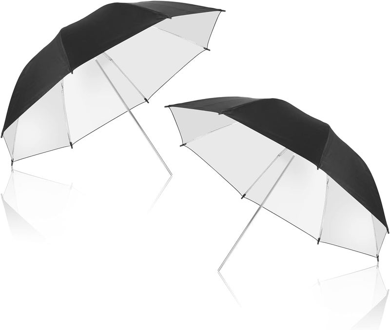 EMART 2 Pack 33inch Professional Photography Studio Photo Lighting Flash Reflective Black/Silver Umbrella - Image 1