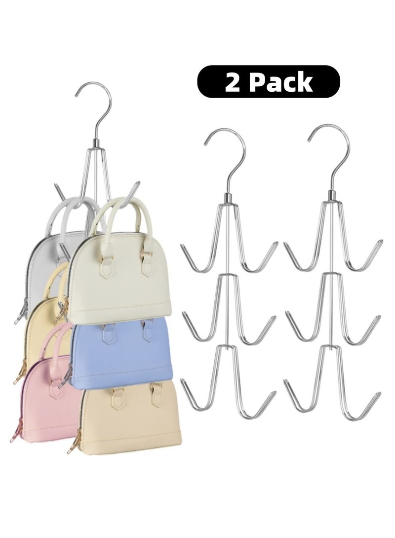 Mmmon 2 Pack Handbag Organizer Hanger for Closet, Metal Purse Hooks, Bag Rack, Belt Organizer, Tie Rack, Scarf Hanger, Bag Storage Organizer  - Image 1