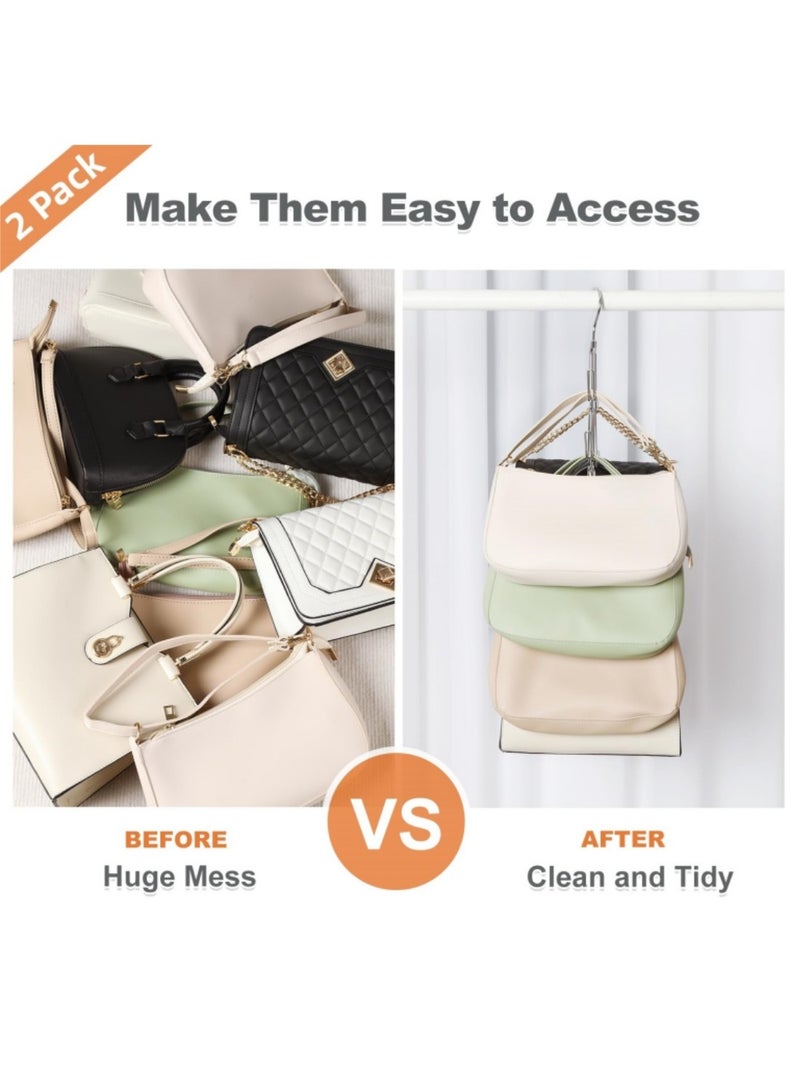 Mmmon 2 Pack Handbag Organizer Hanger for Closet, Metal Purse Hooks, Bag Rack, Belt Organizer, Tie Rack, Scarf Hanger, Bag Storage Organizer  - Image 5