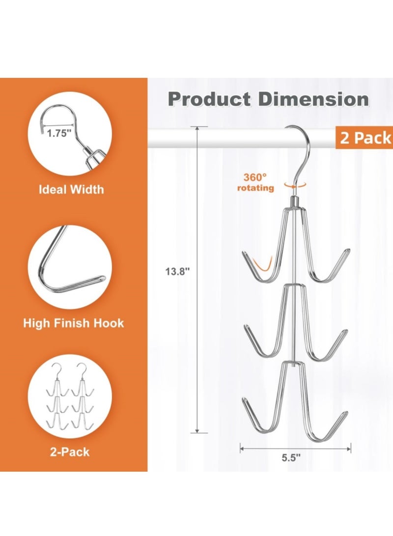 Mmmon 2 Pack Handbag Organizer Hanger for Closet, Metal Purse Hooks, Bag Rack, Belt Organizer, Tie Rack, Scarf Hanger, Bag Storage Organizer  - Image 3
