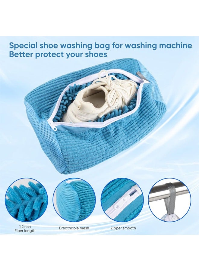 Hihonor Shoe Washing Bag for Washing Machine and Dryer, Shoe Cleaning Bag, Sneaker Washing Bag for 360° Cleaning White Shoes, Reusable, Suitable for Most Shoes and Sizes (Blue, 2 PCS) - Image 2