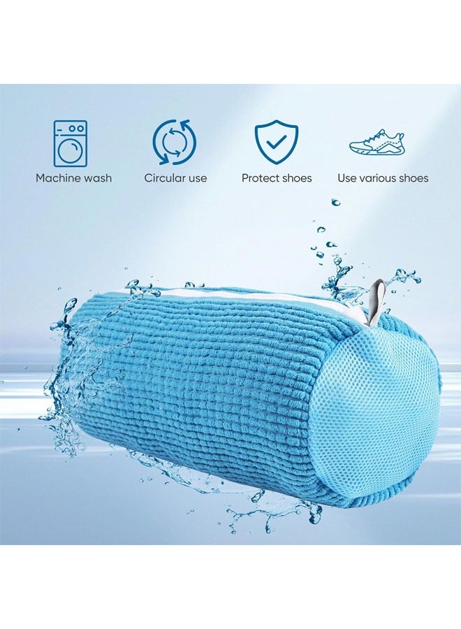 Hihonor Shoe Washing Bag for Washing Machine and Dryer, Shoe Cleaning Bag, Sneaker Washing Bag for 360° Cleaning White Shoes, Reusable, Suitable for Most Shoes and Sizes (Blue, 2 PCS) - Image 3