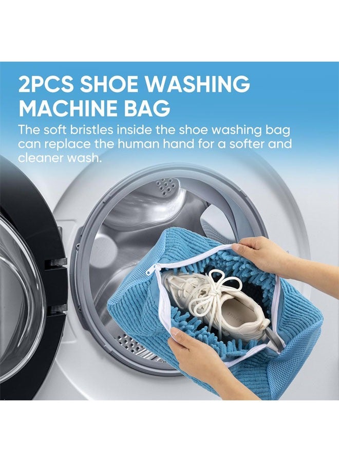 Hihonor Shoe Washing Bag for Washing Machine and Dryer, Shoe Cleaning Bag, Sneaker Washing Bag for 360° Cleaning White Shoes, Reusable, Suitable for Most Shoes and Sizes (Blue, 2 PCS) - Image 4