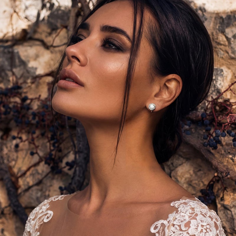 Thunaraz Elegant Clip on Earrings for Women Crystal Teardrop Wedding Earrings Clip on Rhinestone Formal Chandelier Dangle Earrings for Brides Bridesmaids Silver Round - Image 3