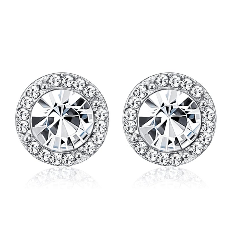 Thunaraz Elegant Clip on Earrings for Women Crystal Teardrop Wedding Earrings Clip on Rhinestone Formal Chandelier Dangle Earrings for Brides Bridesmaids Silver Round - Image 1