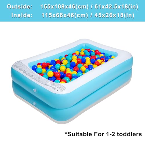 CHICLIST Inflatable Kiddie Pool 61x42x18 Inch Rectangular Family Swimming Pool 72 Gallon Capacity for Kids Adults Easy Set for Backyard Summer Fun - Image 5