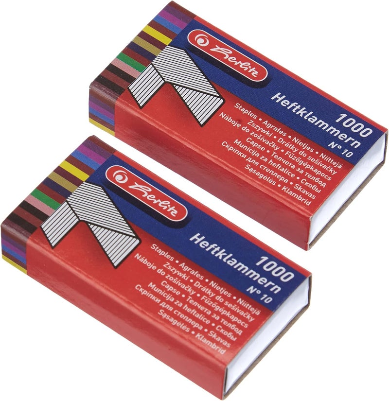 herlitz No. 10 Staples, 2X Galvanised 1000 Pieces On Card No. 10 - Image 1