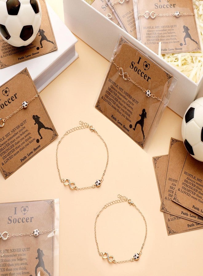 Quelay 12 Set Sport Bracelets Basketball Baseball Softball Football Soccer Volleyball Bracelets Gold Plated Jewelry Gift for Women(Soccer) - Image 2