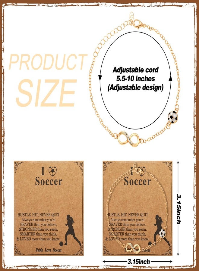 Quelay 12 Set Sport Bracelets Basketball Baseball Softball Football Soccer Volleyball Bracelets Gold Plated Jewelry Gift for Women(Soccer) - Image 3