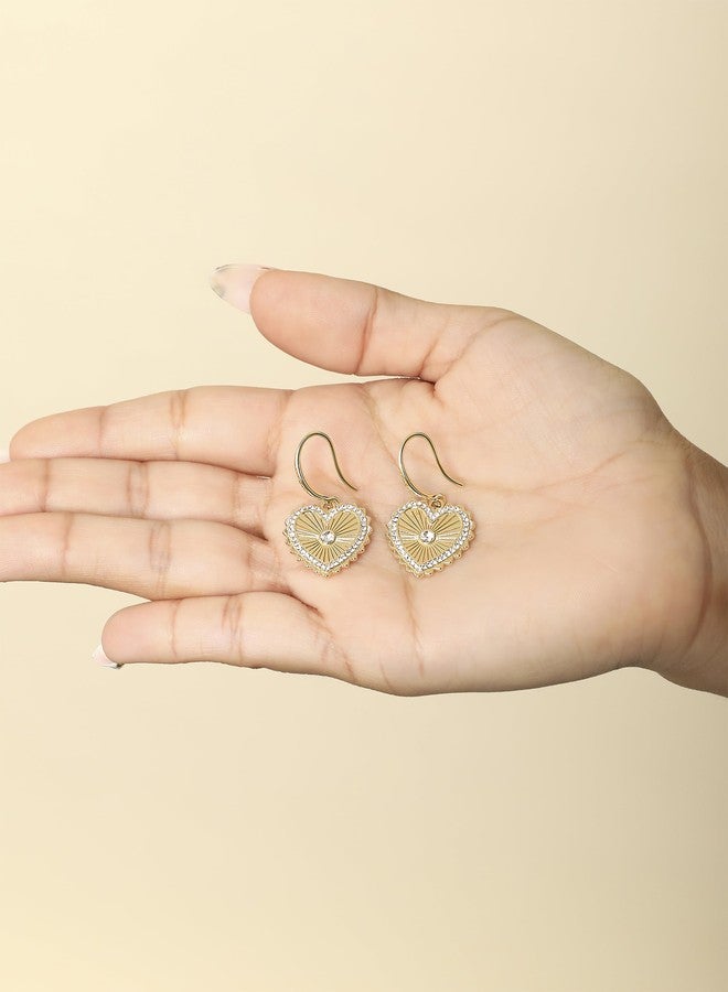 Jessica Simpson Womens Heart Drop Earrings - Gold-Tone Heart Earrings with Rhinestones - Image 5