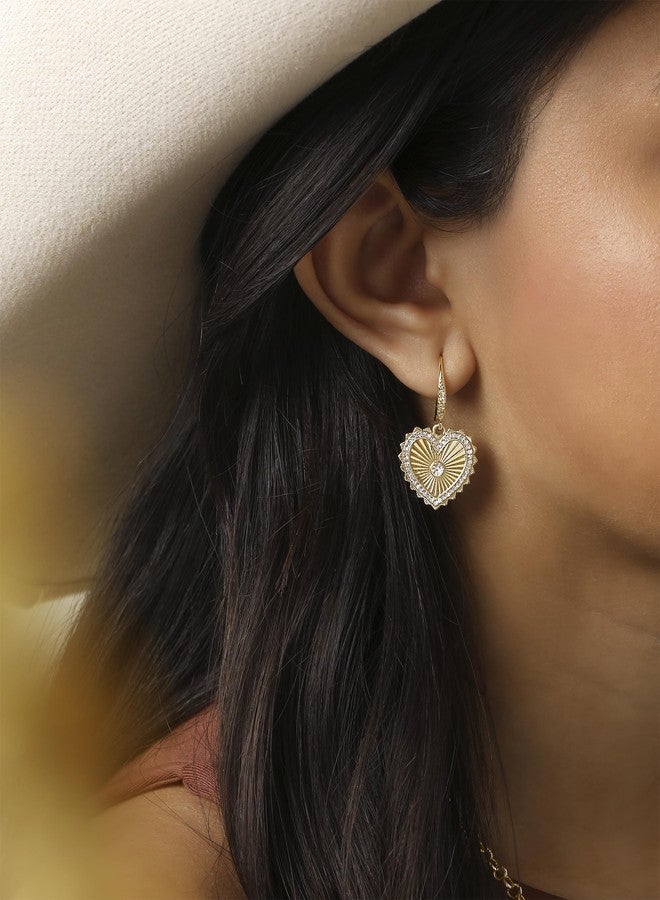 Jessica Simpson Womens Heart Drop Earrings - Gold-Tone Heart Earrings with Rhinestones - Image 2