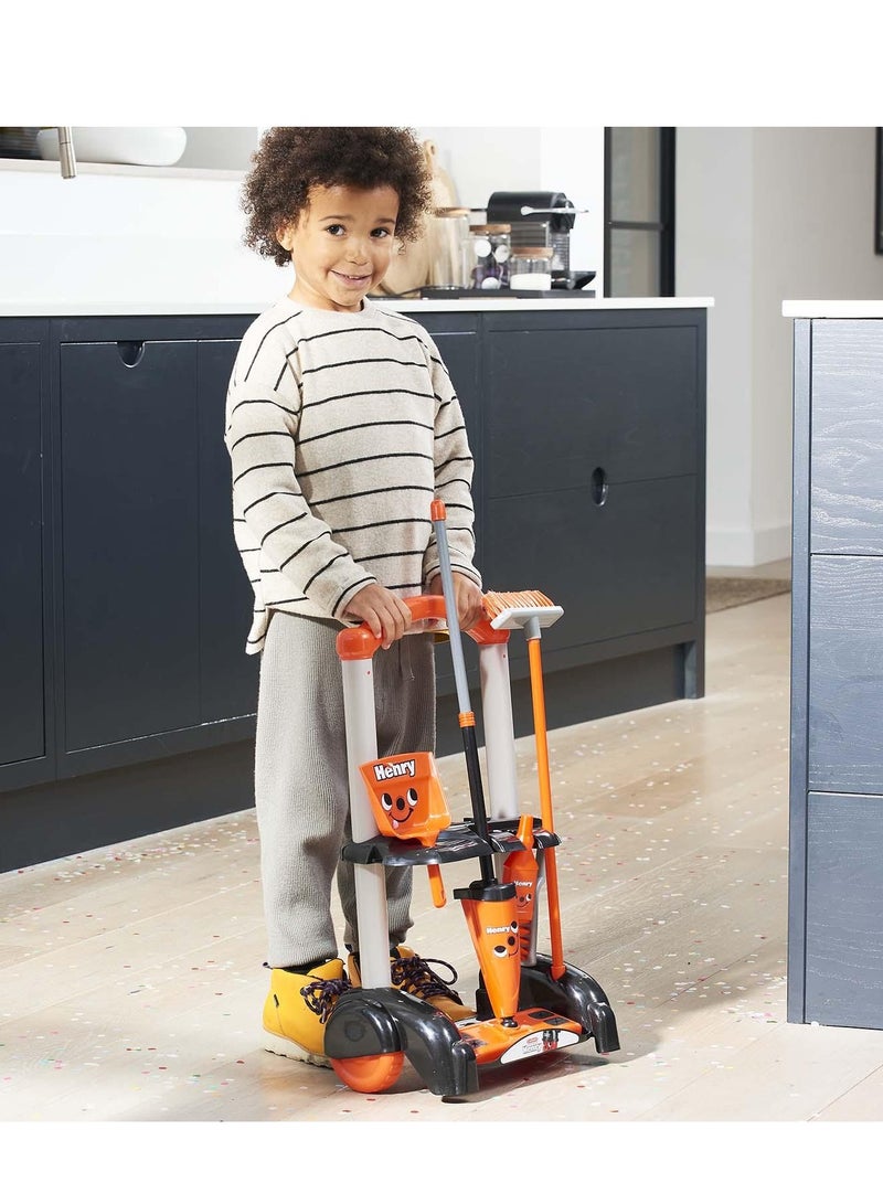 CASDON Henry Cleaning Trolley: Red toy playset with cleaning tools. Ages 3+ - Image 3