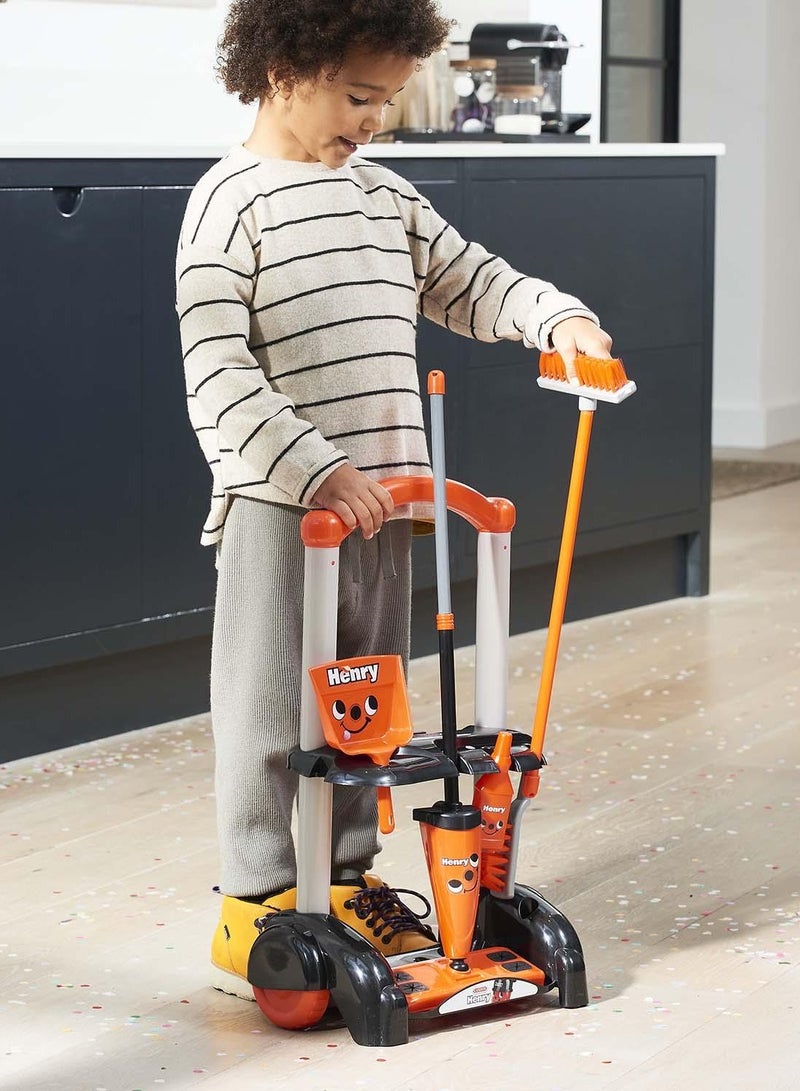 CASDON Henry Cleaning Trolley: Red toy playset with cleaning tools. Ages 3+ - Image 4