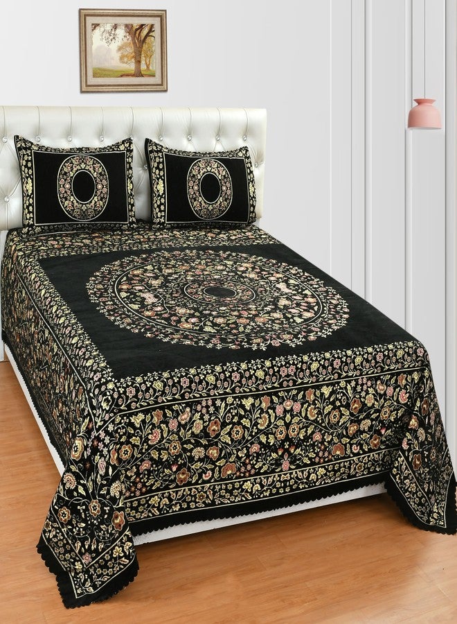 jayvaam Velvet 300 Tc Bedsheet King Size Bed With 2 Pillow Covers, Premium Bedding Set, Gifts For Women, Couples, Wedding, Bedroom Home Furnishing, Date Night Collection - Velvet Black - Image 1
