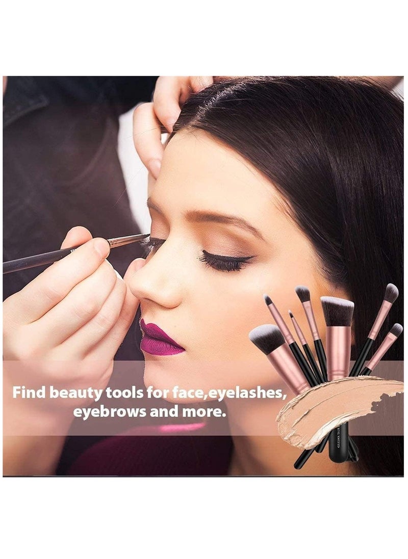 Kanza - 14-Piece Makeup Multi Use Brush Set Rose Gold/Black Powder Foundation Brushes Eyeshadow Face Foundation Blending Brush Holder Eyebrow Cosmetics Brush Kit Face Powder Blush Concealers Eye Shadow - Image 1