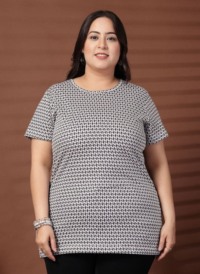 PlusS Printed Cotton T-Shirt for Women - Image 1
