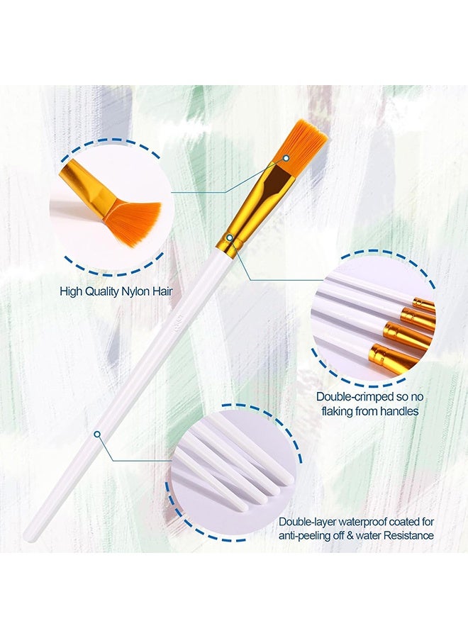 10 قطع من فرش الرسم ذات الأطراف المدببة المستديرة المصنوعة من شعر النايلون، فرش الرسم الأكريليكي للألوان المائية والزيتية وفنون الوجه والأظافر والتفاصيل المصغرة ورسم الصخور، باللون الأبيض - Image 3