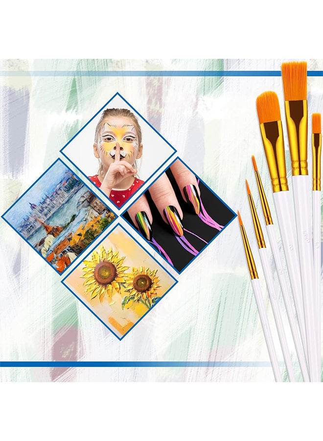 10 قطع من فرش الرسم ذات الأطراف المدببة المستديرة المصنوعة من شعر النايلون، فرش الرسم الأكريليكي للألوان المائية والزيتية وفنون الوجه والأظافر والتفاصيل المصغرة ورسم الصخور، باللون الأبيض - Image 5