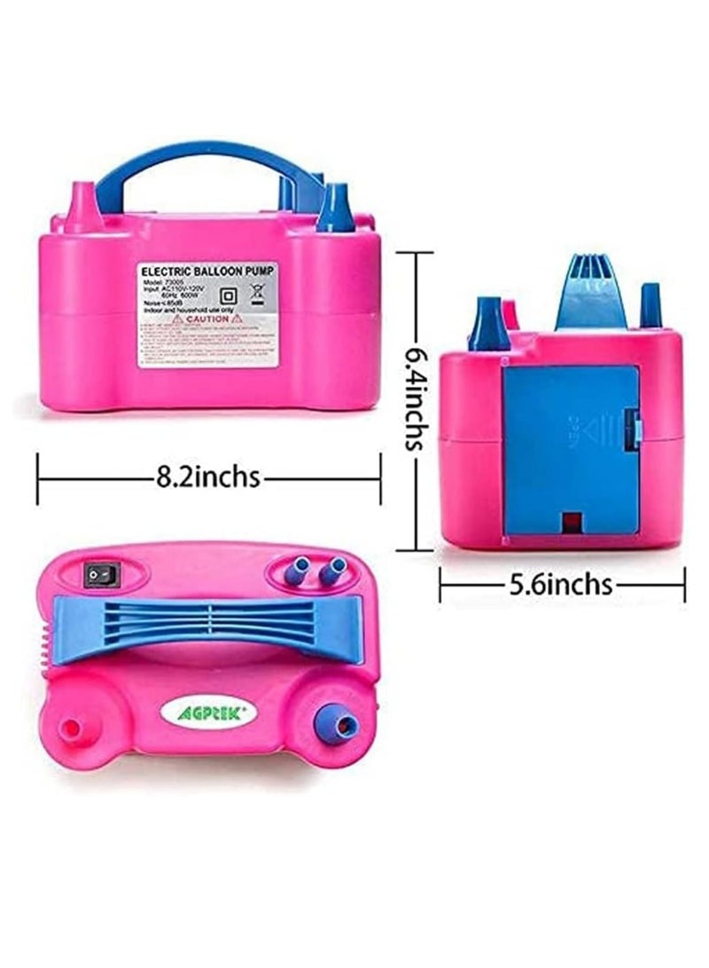 Meetion Electric Air Balloon Pump, Portable Inflator Dual Nozzle Machine Blower Buddy For Decoration Balloons Party Sport Gifts and Save Time Pink - Image 2