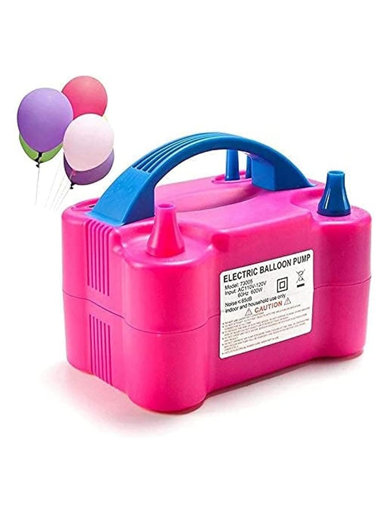 Meetion Electric Air Balloon Pump, Portable Inflator Dual Nozzle Machine Blower Buddy For Decoration Balloons Party Sport Gifts and Save Time Pink - Image 1