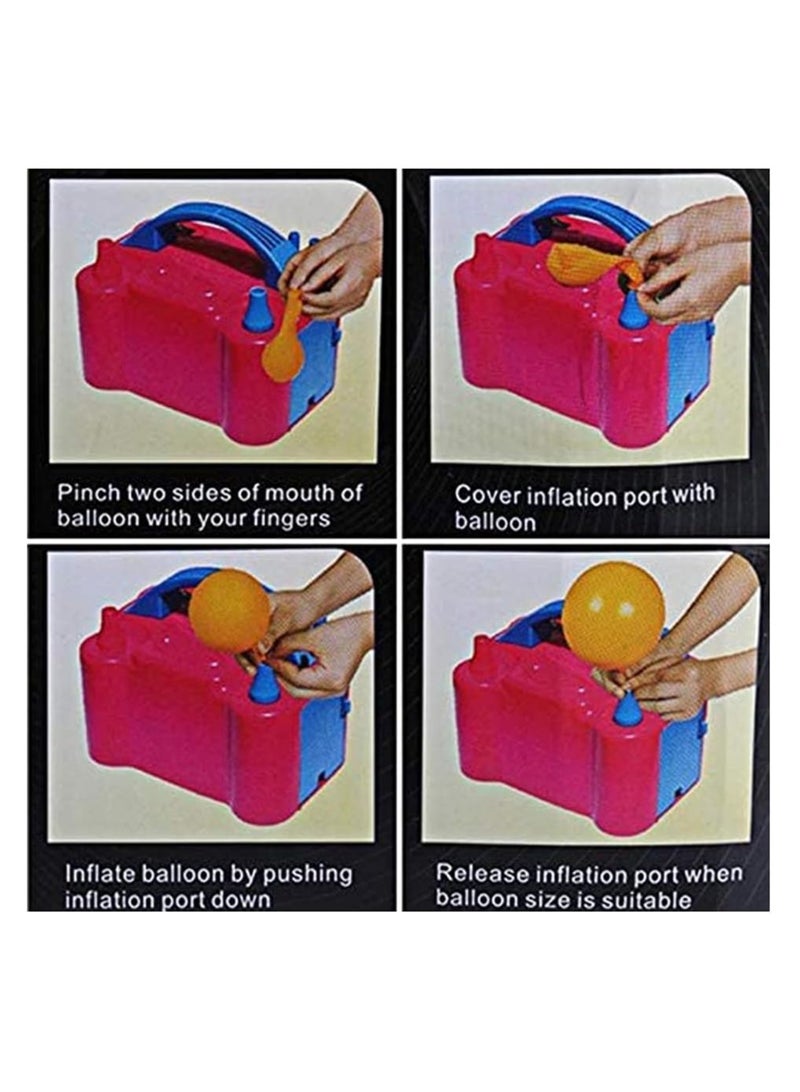 Meetion Electric Air Balloon Pump, Portable Inflator Dual Nozzle Machine Blower Buddy For Decoration Balloons Party Sport Gifts and Save Time Pink - Image 5
