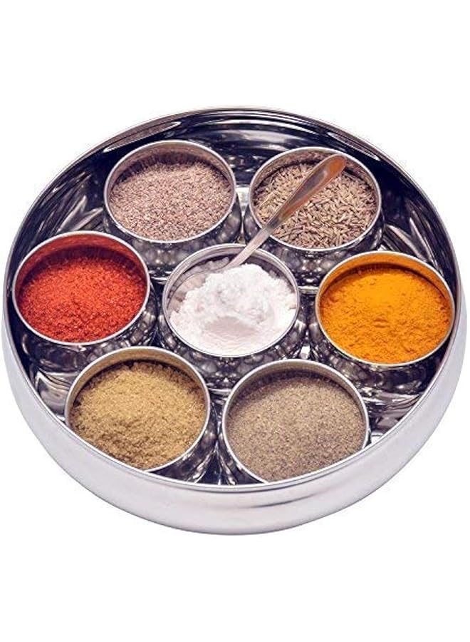 جاردن أوف آرت صندوق كبير من الفولاذ المقاوم للصدأ لحفظ بهارات ماسالا دابا مع 7 أرفف 8 * 8 * 3 بوصات - Image 1