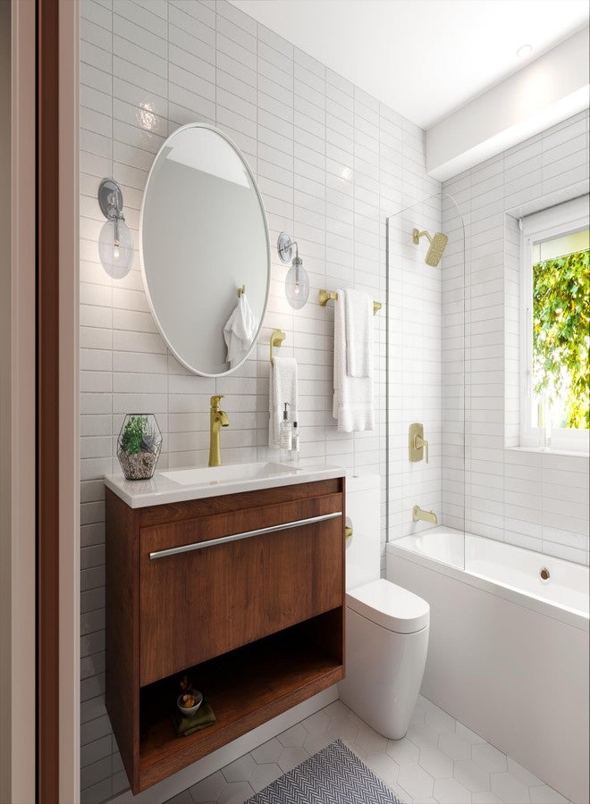 Pfister حلقة منشفة بروفستر بروكسي، حامل منشفة يد للحمام، مثبت على الحائط، يتم تثبيته بالبراغي، تشطيب ذهبي مصقول، BRBBIE0BG - Image 3