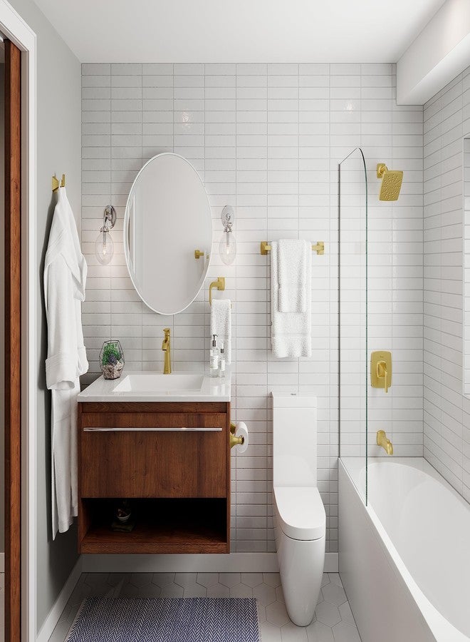 Pfister حلقة منشفة بروفستر بروكسي، حامل منشفة يد للحمام، مثبت على الحائط، يتم تثبيته بالبراغي، تشطيب ذهبي مصقول، BRBBIE0BG - Image 4