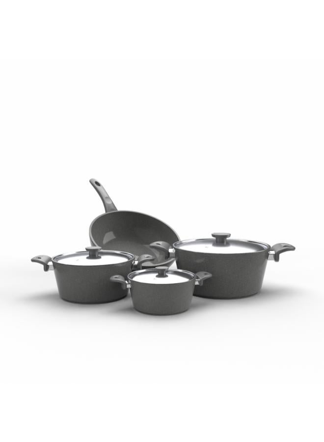Top Chef granit 7 pieces set ( pot 16 / 22 /26 / wook 28 ) grey (Suitable For Induction) - Image 1