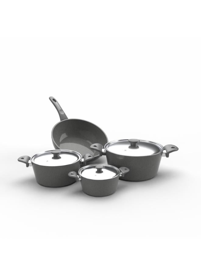 Top Chef granit 7 pieces set ( pot 16 / 22 /26 / wook 28 ) grey (Suitable For Induction) - Image 4