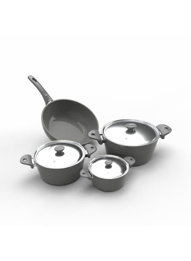 Top Chef granit 7 pieces set ( pot 16 / 22 /26 / wook 28 ) grey (Suitable For Induction) - Image 3