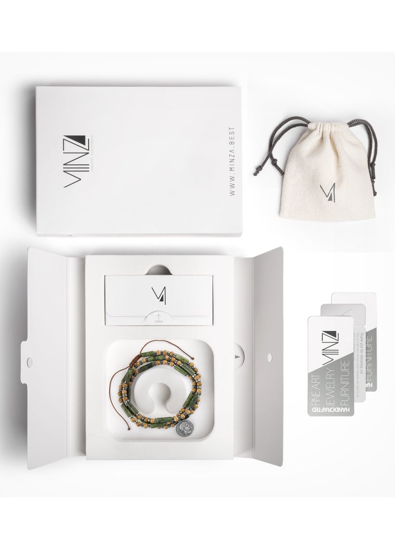 Minza " Caesar " Pure 925 Sterling Silver, Jade Stone, Hematite stone, Sandal Wood, Handmade Necklace for Men, Pendant and Beaded Necklace, 1.800 grams of Silver, Jewelry for Casual & Special Occasion - Image 3