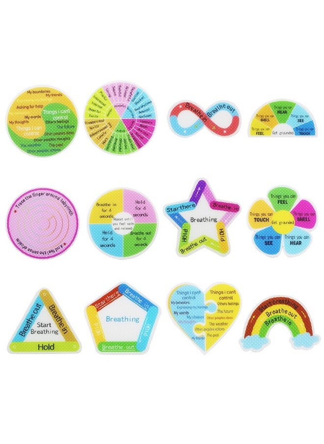 WISHTIME 48 Pcs Rainbow Breath Calm Anxiety Sensory Stickers Reusable Mindfulness Stickers Calming Strips Adhesive Sensory Strips for Office Classroom Desk Adults Teens Tension Supplies  - Image 1