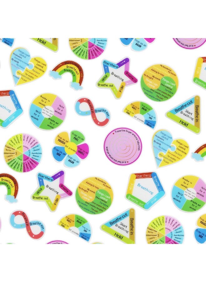 WISHTIME 48 Pcs Rainbow Breath Calm Anxiety Sensory Stickers Reusable Mindfulness Stickers Calming Strips Adhesive Sensory Strips for Office Classroom Desk Adults Teens Tension Supplies  - Image 5